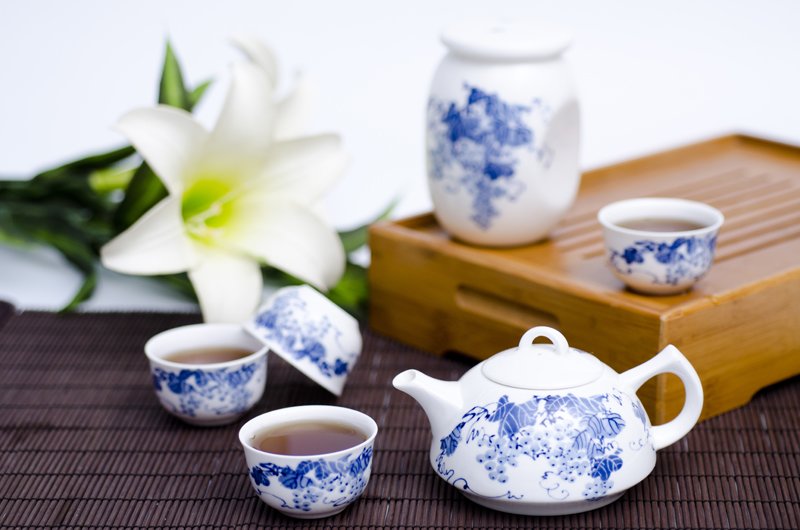 骨瓷茶叶罐茶具（紫藤）