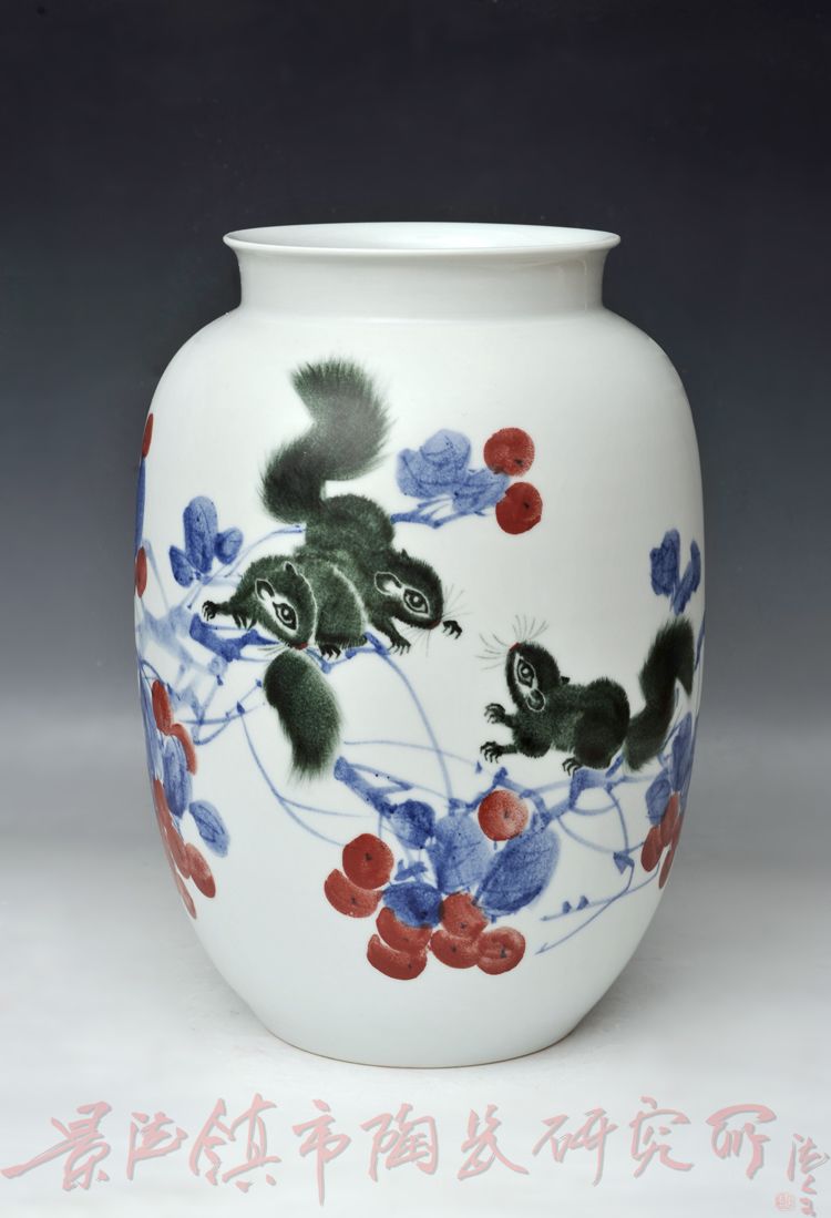 名人名作 中国陶瓷艺术大师朱正荣200件作品《五福临门》瓷瓶